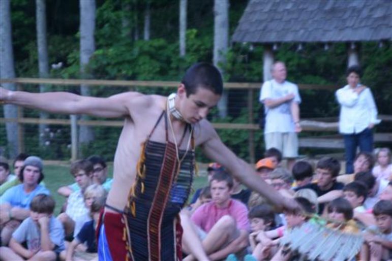 Mickey performing the famous Eagle Dance as a camper at the Main Camp Indian Lore Grand Council