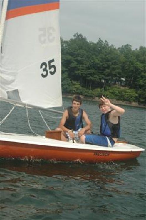Mickey sailing the Precision as a camper at Lake Summit with Max King