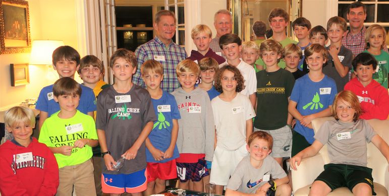 It was a great mix tonight of returning Falling Creek campers that shared why they like camp with boys who came tonight to learn more. Several dads who have attended Father/Son Weekend also joined in the group photo.