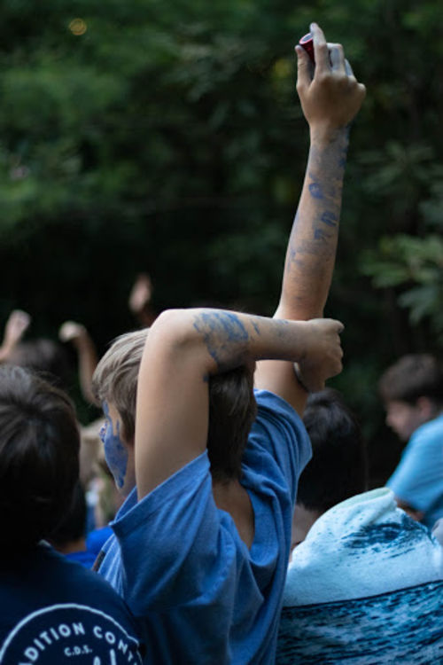One of the Tuscarora boys contributing to the conversation around the campfire